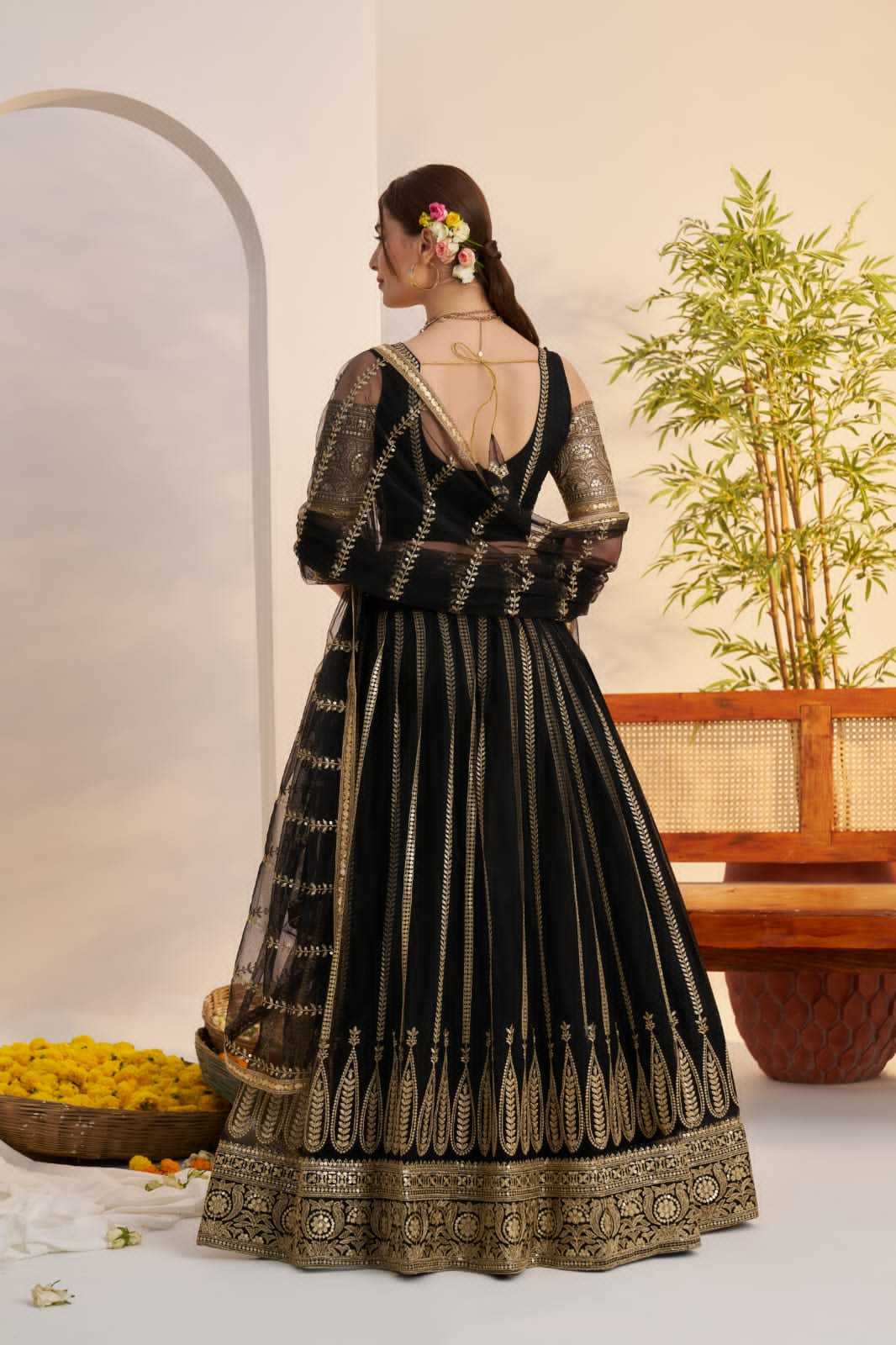 Georgette Embroidered Zari Work Sequins Lehenga